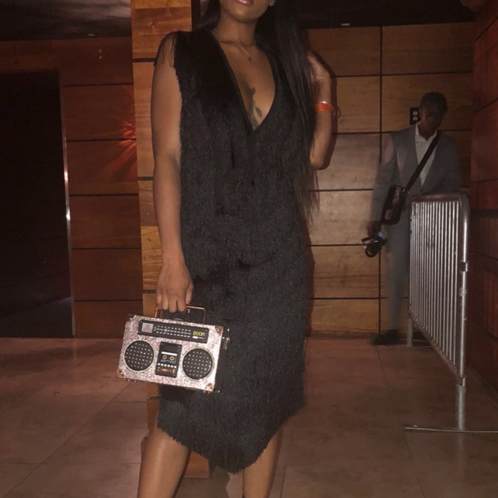 Luxe protocol black fringe dress